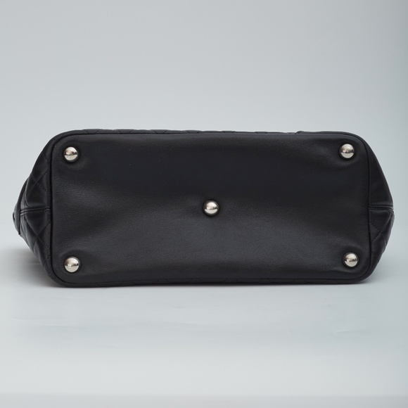 CHANEL VINTAGE CAMBON LIGNE BLACK LEATHER SHOPPING TOTE BAG (2004) - Picture 4 of 9